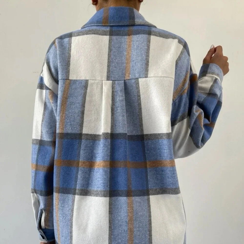 New plaid button down long sleeve Shacket jacket - Picture 4 of 5